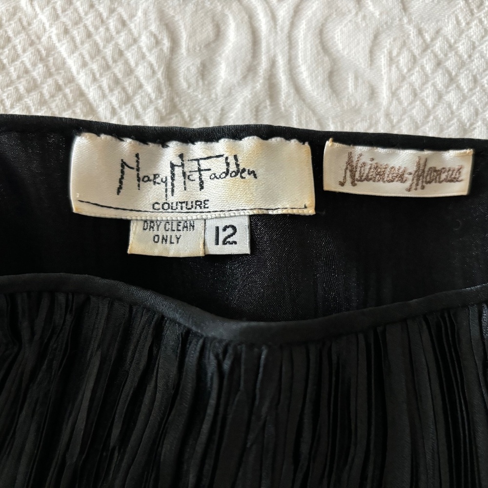 80s Black Mary McFadden Couture Puff Sleeve Maxi Dress